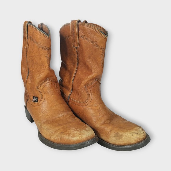 Men's Soft Leather Justin Boots Tan L4608 Size 7B - Picture 2 of 11